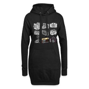 Photography Camera Lens Retro - Hoodie-Kleid - Schwarz - Vorne