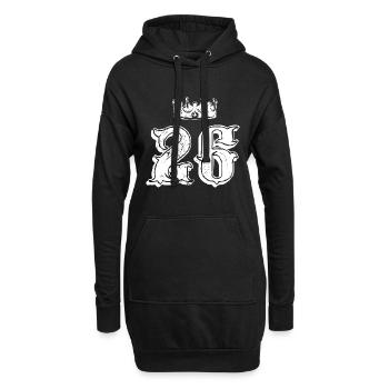 26 Zahl Krone - Hoodie-Kleid - Schwarz - Vorne