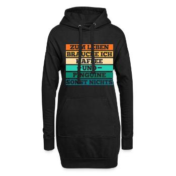Kaffee Pinguin - Hoodie-Kleid - Schwarz - Vorne