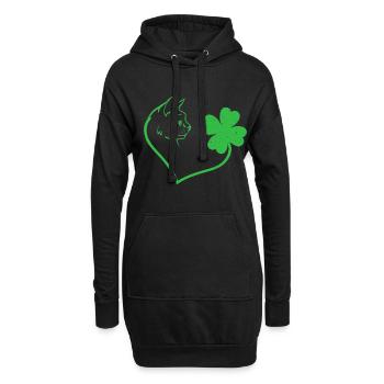 Chat Cloverleaf Coeur Amour - Sweat-shirt à capuche long Femme - noir - Devant
