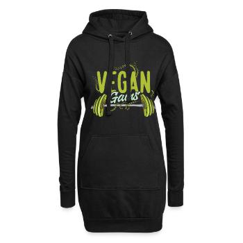 Vegan Gains Vegetarian Bodybuilder Veggie - Hoodie-Kleid - Schwarz - Vorne
