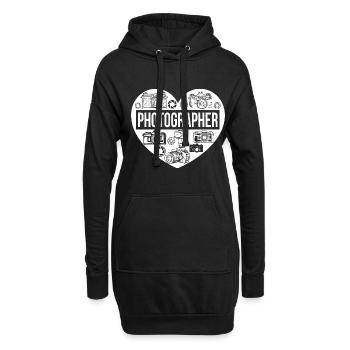 Photography Camera Lens Heart - Hoodie-Kleid - Schwarz - Vorne