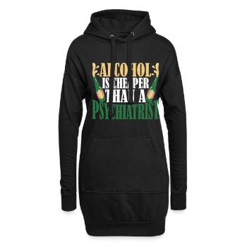 Alcohol Is Cheaper Than A Psychiatrist 3 - Hoodie-Kleid - Schwarz - Vorne
