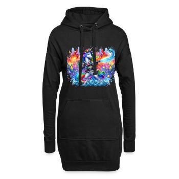 Lustiges Einhorn als Feuerwehrmann - Hoodie-Kleid - Schwarz - Vorne