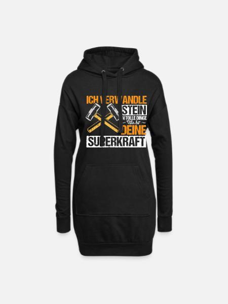 Ich verwandele Stein in tolle Dinge - Hoodie-Kleid - Schwarz