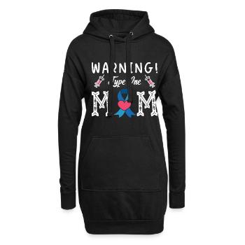 Avertissement Maman de type un Diabète Type 1 Mère - Sweat-shirt à capuche long Femme - noir - Devant