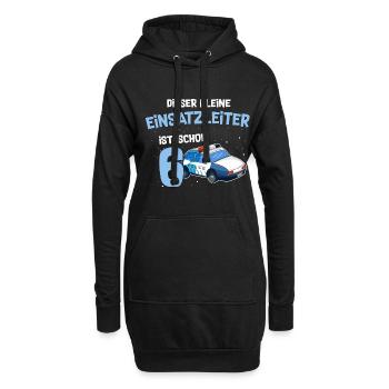 6 Geburtstag Polizei 6 Jahre Alt - Hoodie-Kleid - Schwarz - Vorne
