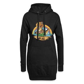 Dinosaurier spielt Gitarre unterm Regenbogen - Hoodie-Kleid - Schwarz - Vorne