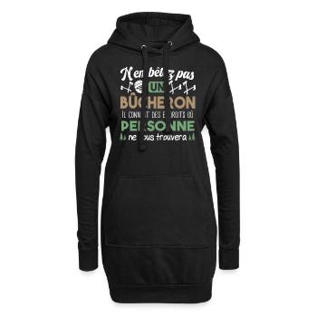 Bûcheron Bois Fête des Pères Humour Cadeau Papa - Sweat-shirt à capuche long Femme - noir - Devant