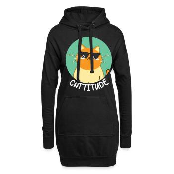Cattitude Cat Funny Animal Puns - Hoodie-Kleid - Schwarz - Vorne