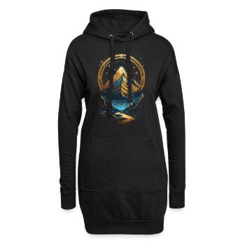 Goldene Berglandschaft mit himmlischem Rahmen - Hoodie-Kleid - Schwarz - Vorne