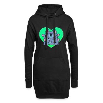 Koala Family - Hoodie-Kleid - Schwarz - Vorne