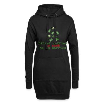 Le chauffeur ne transporte pas d’argent il est marié 2 - Sweat-shirt à capuche long Femme - noir - Devant