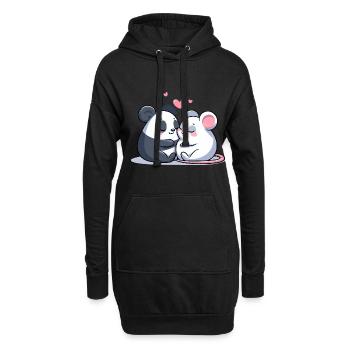 Câlin Panda Et Souris Amoureux - Sweat-shirt à capuche long Femme - noir - Devant