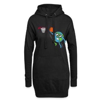 Erde spielt Basketball Tag der Erde - Hoodie-Kleid - Schwarz - Vorne
