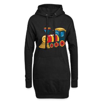 Niedliche Zug Eisenbahn Lokomotive - Hoodie-Kleid - Schwarz - Vorne