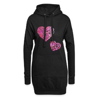 Deux coeurs roses - Sweat-shirt à capuche long Femme - noir - Devant