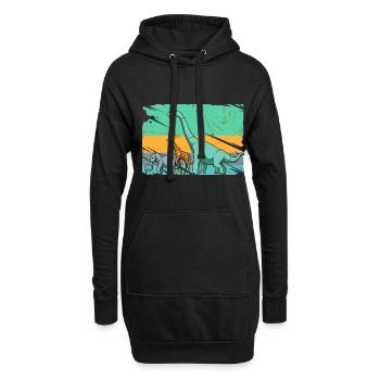 Brachiosaurus Dinosaurier Giraffe Elefant Mensch - Hoodie-Kleid - Schwarz - Vorne