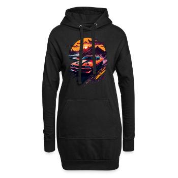 Klassischer Sportwagen - Hoodie-Kleid - Schwarz - Vorne