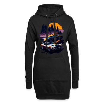 Klassischer Sportwagen - Hoodie-Kleid - Schwarz - Vorne