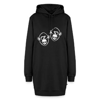 Affen Lustig Cool - Hoodie-Kleid - Schwarz - Vorne