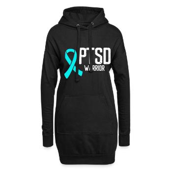 PTSD Awareness Vétéran Teal Ribbon Stress Warrior - Sweat-shirt à capuche long Femme - noir - Devant
