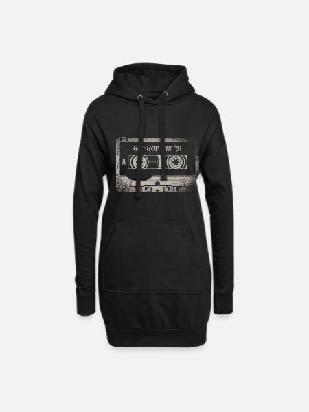 Vintage Alt Hip Hip Mixtape 91 Musik Liebe - Hoodie-Kleid - Schwarz
