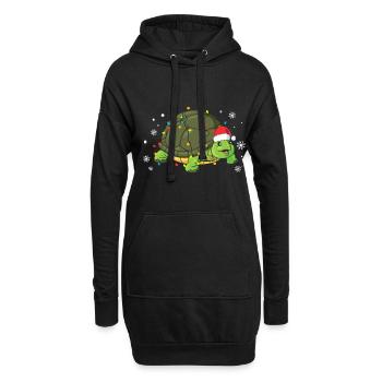 Tortue Noël - Sweat-shirt à capuche long Femme - noir - Devant