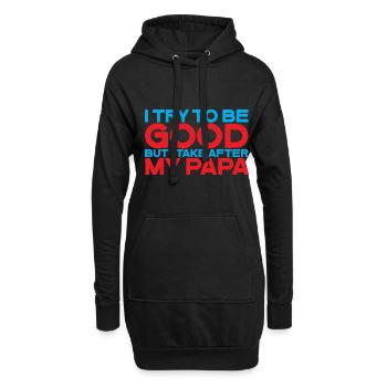 J’essaie d’être bon mais je prends après mon père 3 - Sweat-shirt à capuche long Femme - noir - Devant