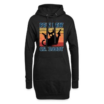 Cat Daddy Vintage 80er Pew Pew Katze Katzenpapa - Hoodie-Kleid - Schwarz - Vorne