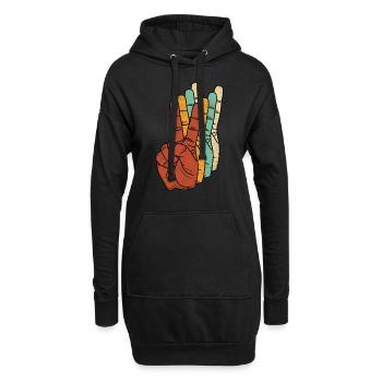 Frieden Liebe Freiheit Peace Hand Finger Zeichen - Hoodie-Kleid - Schwarz - Vorne