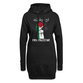 Free Palestine Support Palestine Libre drapeau - Sweat-shirt à capuche long Femme - noir - Devant