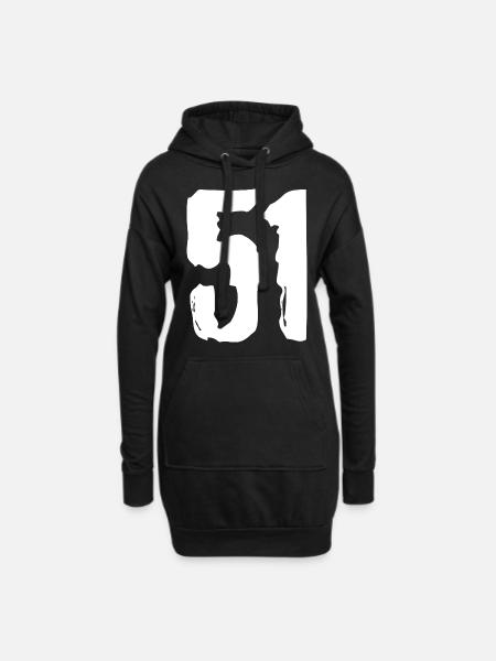 51 Zahl Trikot - Hoodie-Kleid - Schwarz