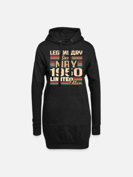 Mai 1950 Mai - Jubiläum Mai 1950 - Hoodie-Kleid - Schwarz