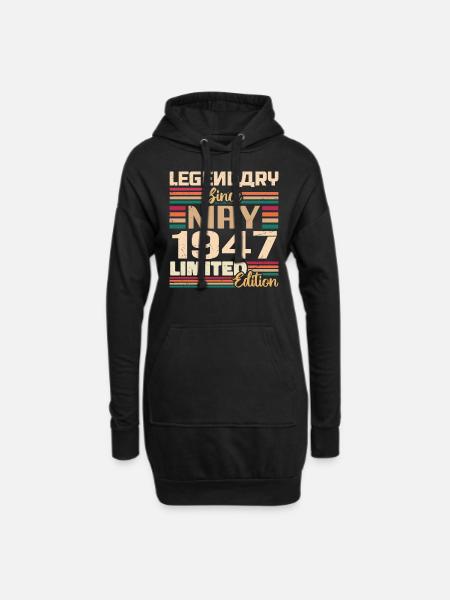 Mai 1947 Mai - Jubiläum Mai 1947 - Hoodie-Kleid - Schwarz