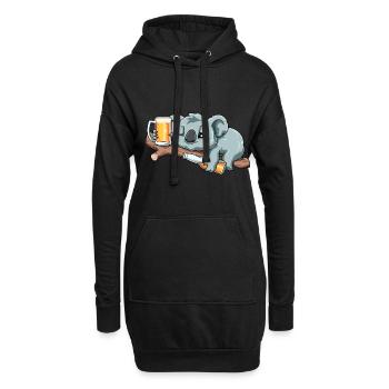 Lustiger Koala trinkt Bier - Hoodie-Kleid - Schwarz - Vorne