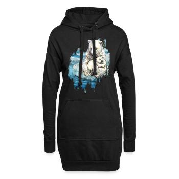 eisbader winterbader winterschwimmer eisbär mama - Hoodie-Kleid - Schwarz - Vorne