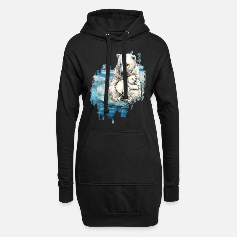 eisbader winterbader winterschwimmer eisbär mama - Sweat-shirt à capuche long Femme - noir