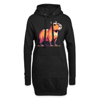 Geek Pixel Art Capybara - Hoodie-Kleid - Schwarz - Vorne