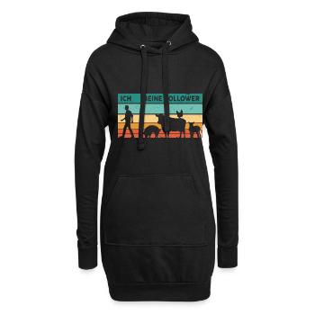 Ich Meine Follower Schwein Kuh Schaf Huhn Nutztier - Hoodie-Kleid - Schwarz - Vorne