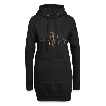 Saxophon Herzschlag - Hoodie-Kleid - Schwarz - Vorne