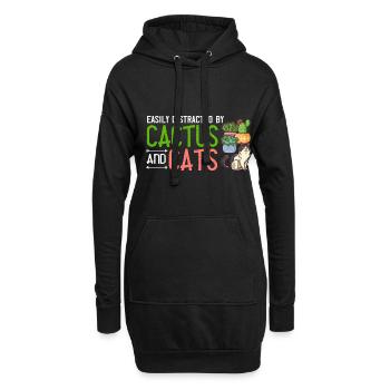 Catcus Cactus Chat Plantes Succulentes Cactus - Sweat-shirt à capuche long Femme - noir - Devant