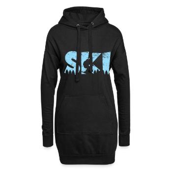 Skier Blue Vacances de ski - Sweat-shirt à capuche long Femme - noir - Devant