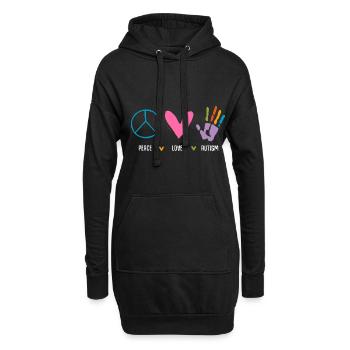 Amour autisme paix soutien autiste - Sweat-shirt à capuche long Femme - noir - Devant