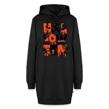 Halloween Hexe, Fledermaus, Kürbis, Cat, Friedhof - Hoodie-Kleid - Schwarz - Vorne - AI Model Female 172 light (172cm)