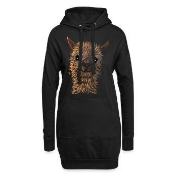 tête d’alpaga mignon - Sweat-shirt à capuche long Femme - noir - Devant