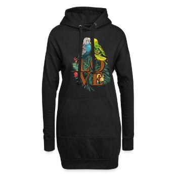 Perruche d'amour perruche - Sweat-shirt à capuche long Femme - noir - Devant