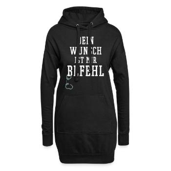 BDSM Shirt Dein Wunsch ist mir Befehl Handschellen - Hoodie-Kleid - Schwarz - Vorne