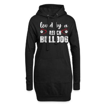 Loved By A French Bulldog - Sweat-shirt à capuche long Femme - noir - Devant