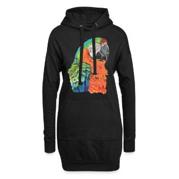 Papagei Ara macaw Paradiesvogel - Hoodie-Kleid - Schwarz - Vorne